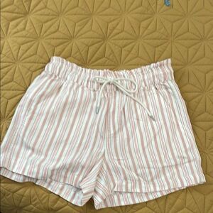 LOFT Pink and White Striped Shorts